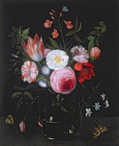 Vårblomster i en glassvase, 1600-tallet